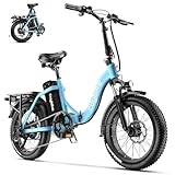 1000W Folding Electric Bike, 48V 20AH Removable Battery E Bike, 30+MPH, 70 Miles Max Range, 20' Fat Tire EBike for Adults, Dual Suspension Adult Electric Bicycles for Commute Beach Snow