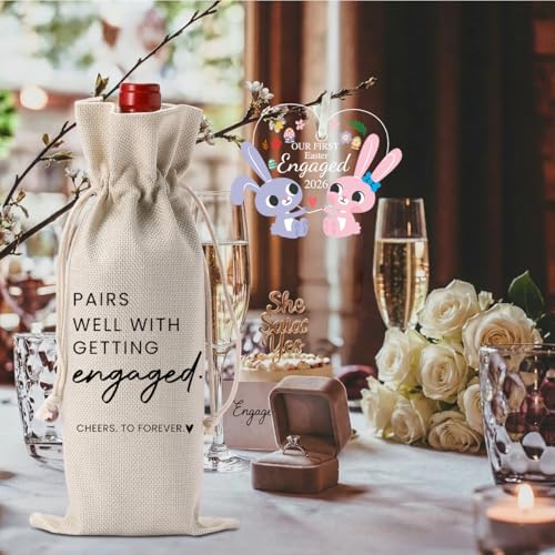 Image of Easter Engaged Gift Engagement Gifts for Couples Her Easter Engagement Party Decorations Gifts for Engaged Couple Wine Bag Acrylic Bunny Ornament 2026
