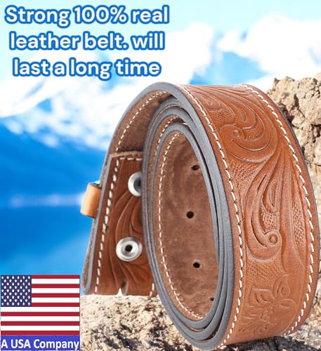 Image of F&L CLASSIC Western Belt without buckle for men - Full Grain Leather Cowboy Belts for jeans - One Piece Leather strap belt