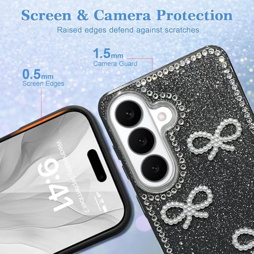 Image of DIZORO for Samsung Galaxy S26 5G case,Cute Bow Tie Aesthetic Phone Case,Trendy Slim Hard IMD Shockproof Protective Bumper Designer Phone Back Cover for Women Girls - Black