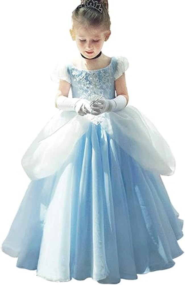 [TYHTYM] シンデレラ 風 ドレス キッズ プリンセスなりきり コスチューム衣装 仮装 フォーマルドレス ふんわり 着心地よい 動きやすく 6層構造 お姫様 ワンピース アームカバー付 誕生日 ピアノ発表会 音楽会 パーディー 七五三 記念撮影用 遊園地でも快適