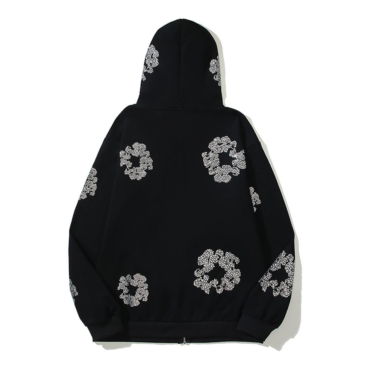 Felpa con cappuccio hip hop con zip e stampa floreale Y2K Graphics felpe con cappuccio pullover streetwear maglione