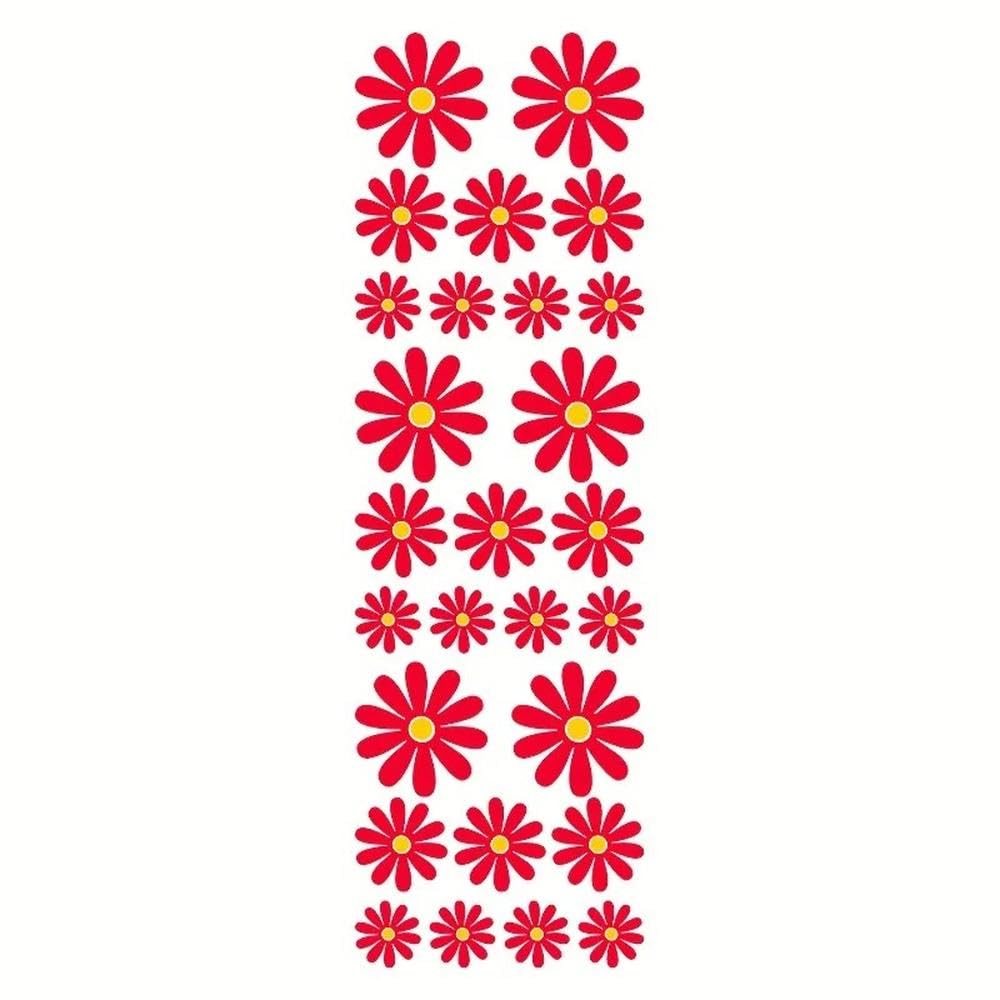 Daisy Flower Vinyl Sticker Self Adhesive Waterproof Decal for Car Truck SUV Laptop Wall(Red)