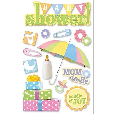 Paper House Productions STDM-0047E 3D Cardstock Stickers, Baby Shower (3-Pack) Cover