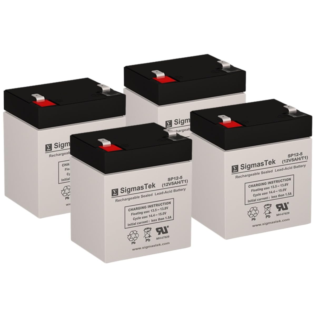 SigmasTek SP12-5 Battery - 12 Volt 5 AH F1 Terminal (4 Pack)