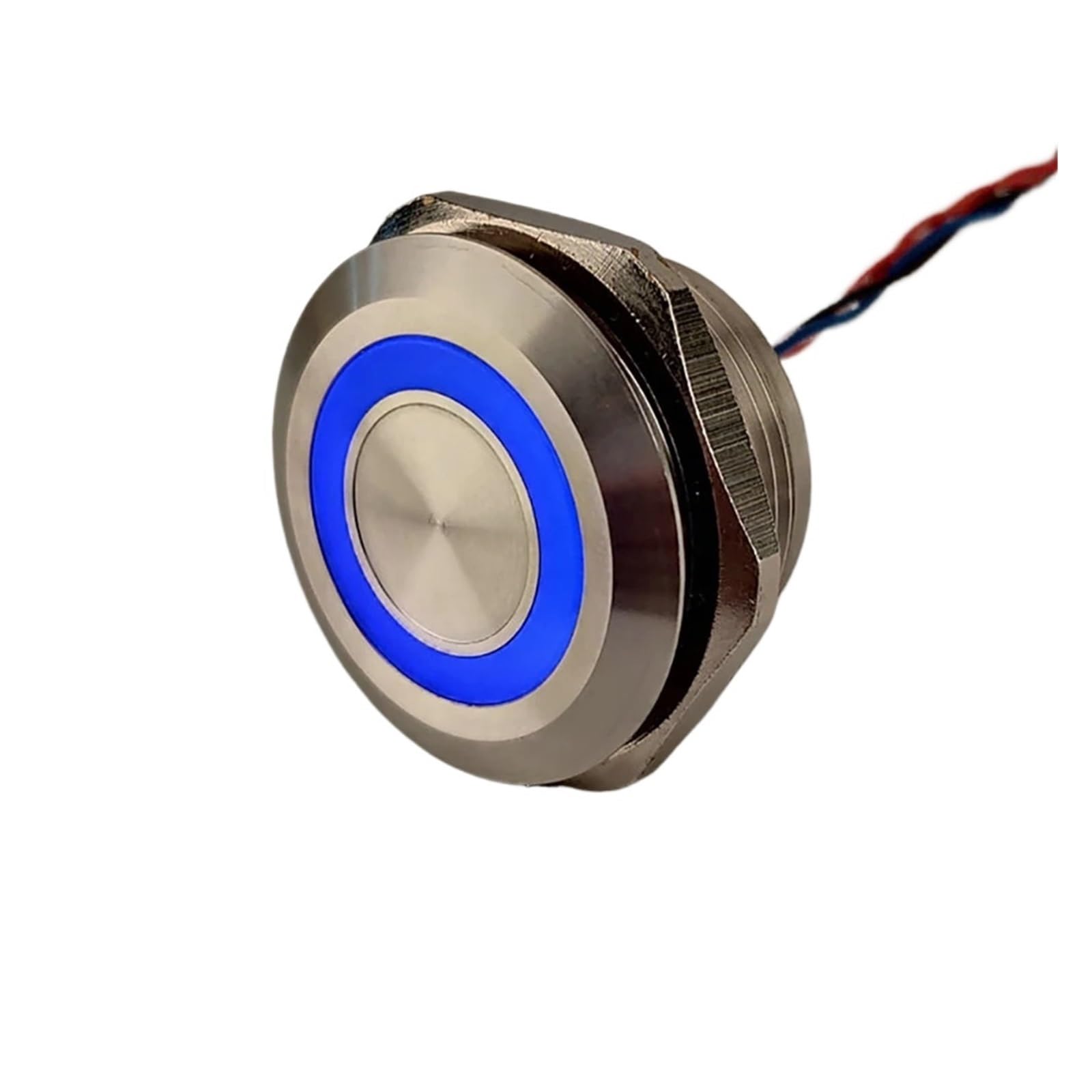 Interruttori a pulsante in metallo Interruttore piezoelettrico illuminato L+E+D impermeabile in acciaio inossidabile da 25 mm Interruttore a pulsante IP68 Luce 12V 24V(White L+ED,LATCHING(ON OFF)_24V)