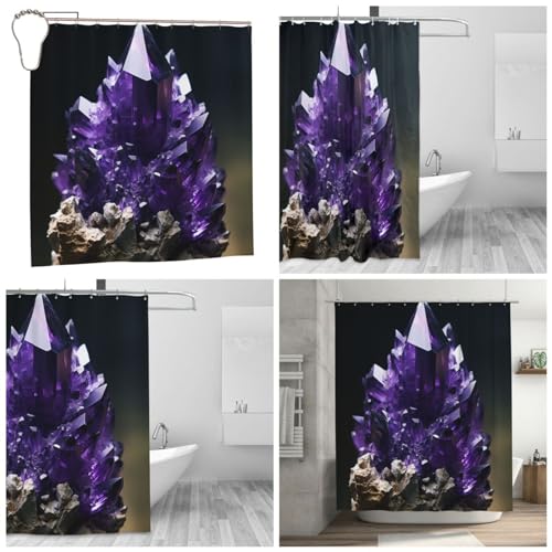 Rideau de douche violet améthyste lavable en microfibre résistante aux dimensions 183x183 cm - 2