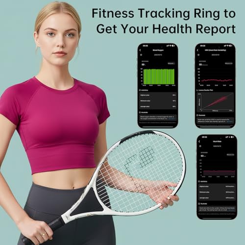 Image of Smart Ring for Women & Men, Fitness Tracker Ring with Heart Rate Monitor, HRV, Sleep Tracking, No Subscription Fee, 10ATM Waterproof Activity Ring for Android & iOS (Silver, 7#)
