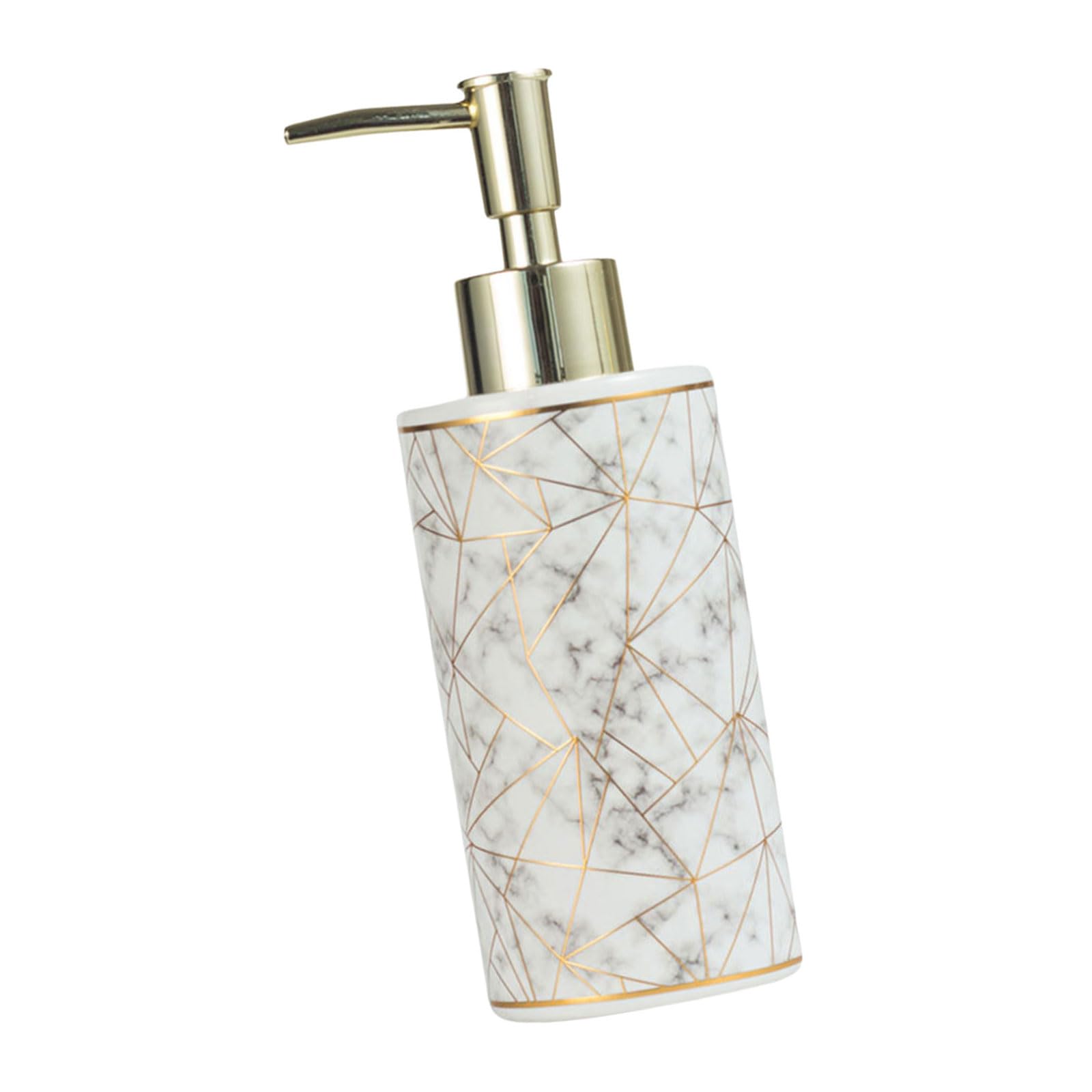 Tsophreniq White Stylish 300Ml Marble Ceramic Soap Dispenser Bottle Empty Bottle Modern Bathroom Decors For Hand Sanitizers & Shampoo Bathroom Accessories