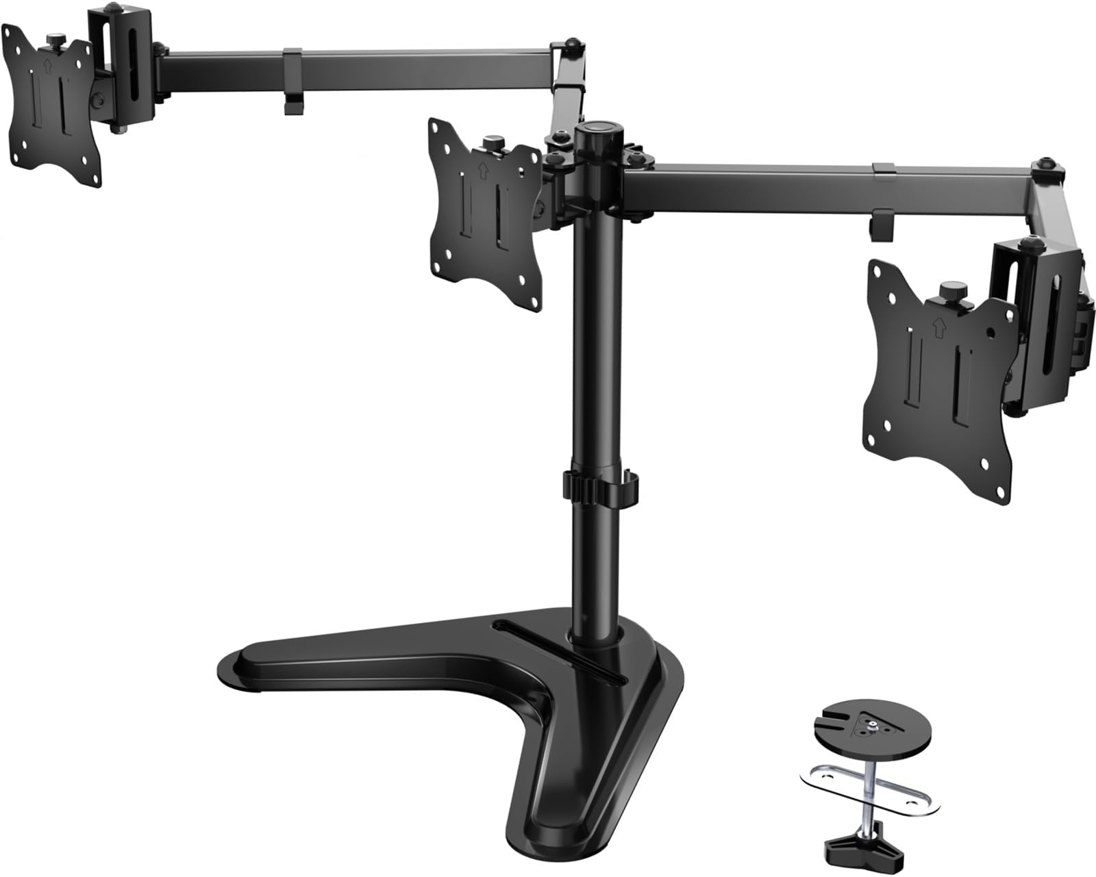 WALI Freestanding Triple Monitor Stand for 13-27 inch Screens,22lbs per Arm