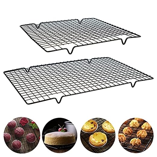 Rejilla para Enfriar Repostería,2 Piezas Rejillas de Enfriamiento para Hornear,Antiadherente Rejillas para Enfriar,Rejilla para Enfriar de Acero Inoxidable,para Galletas/Resposteria/Pizzas