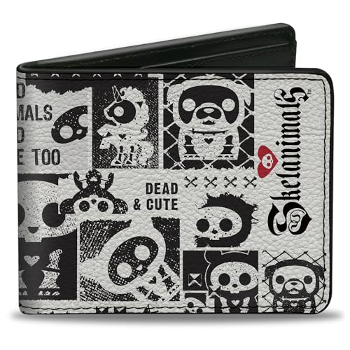 Skelanimals Wallet, Bifold, Skelanimals Dead Animals Quotes Collage and Logo White Black, Vegan Leather