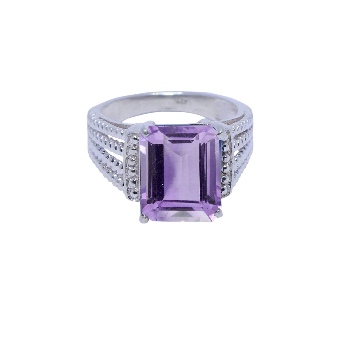 Schöner Edelstein -Amethyst in achteckiger Form, facettierter lila Amethyst, 925er Silberring – schöner Schmuck, größtes Geschenk für Frauen, Rohsteinring