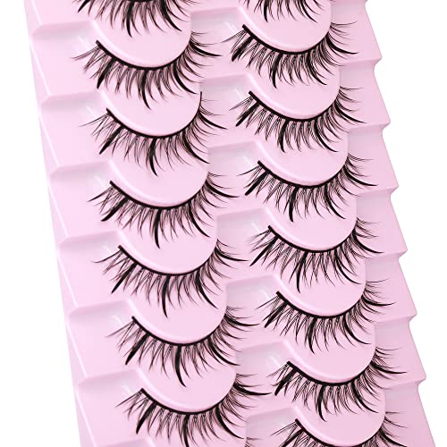 wiwoseo Eyelashes Manga Lashes Asain Japanese Styles Spiky Eyelashes Natural Wispy Fluffy 3D Effect Cosplay Faux Mink Lashes Pack 16MM Crossing Fake Eyelashes 10 Pairs