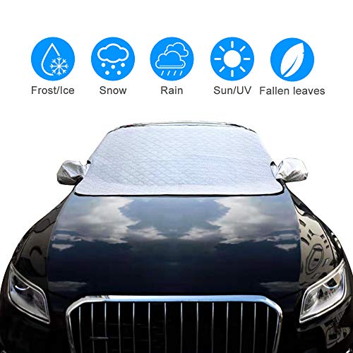 Protector para Parabrisas - FAOGRY Protector de Parabrisas con imán Cubierta Coche Protege de Rayos Antihielo y Nieve, UV, Lluvia, Funda Plegable Parabrisa Delantero Universal, 147 x120 cm