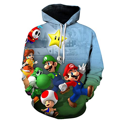 Sudadera con Capucha Hombre，Sudadera con Capucha de Super Mario, Jersey Personalizado 3D...