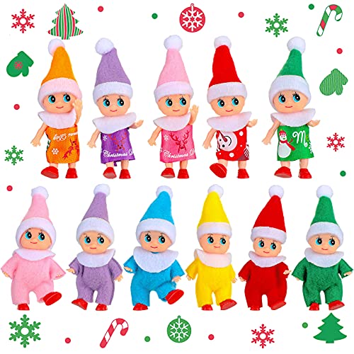 11 Pieces Elf Doll Plush Dolls Elf Tiny Christmas Elves Christmas Novelty Toys Elf Accessories for Little Girls and Boys Holiday Christmas New Year Decorations (Adorable Style)