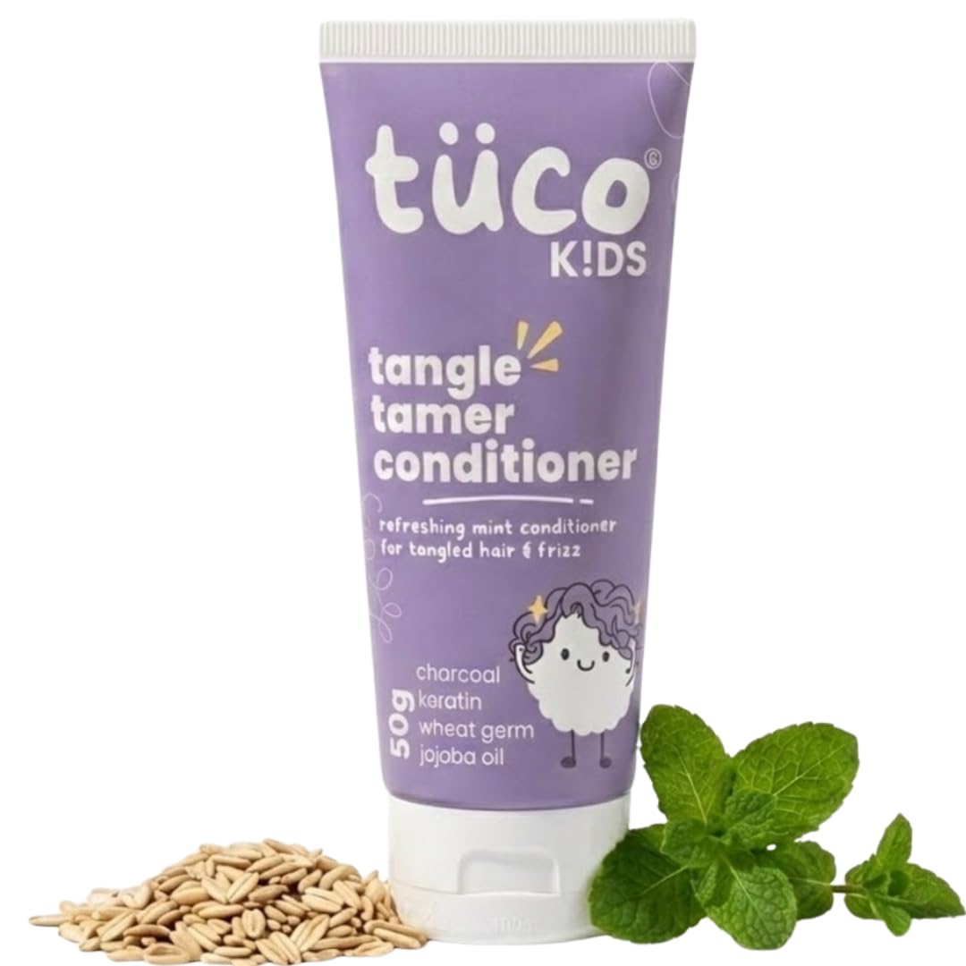 Tuco® Kids Tangle Tamer Hair Conditioner | Jojoba Oil & Keratin | pH Balanced, Frizz Free, Hypoallergenic | Ages 2-5, 4-10, 10-15, 5-10 Years | Paraben & Sulphate Free | 50ml (Pack Of 1)-image-41