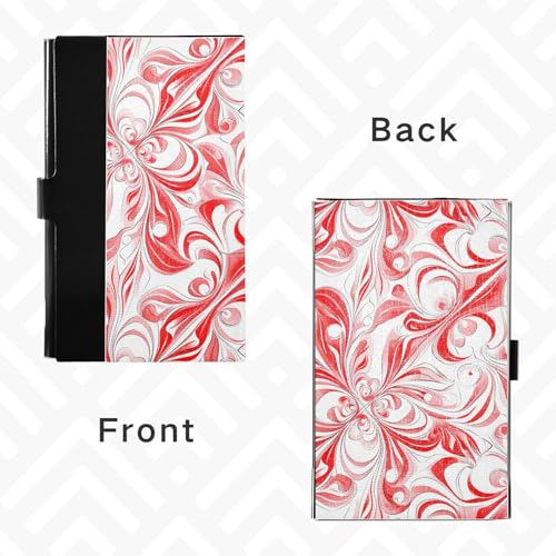KLL Charming Light Red Floral Slim Outdoor Business Card Holder with Leather and Stainless Steel Credit Card Cover for Business Meeting Use tarjetero para Hombres4