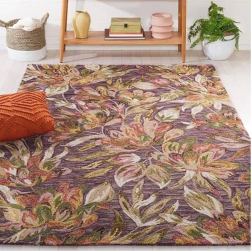 Image of Sifa Carpet Crafted with Care: Premium Hand-Tufted Wool Carpets Royanna Traditional Design Handmade Area Rugs, for Your Room Purple Color Size 3x5 feet (90x150cm)
