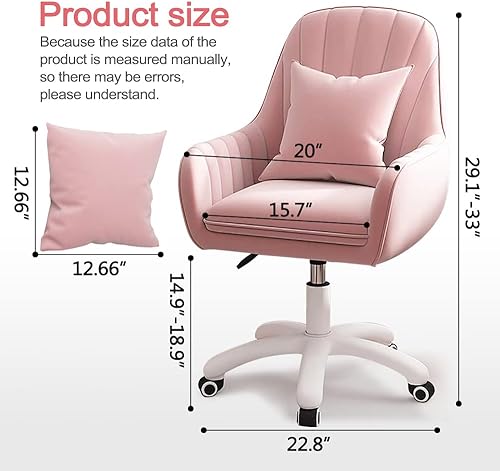 Silla de oficina en casa, silla de computadora con respaldo medio tapizado moderno copetudo, silla giratoria de altura ajustable de terciopelo