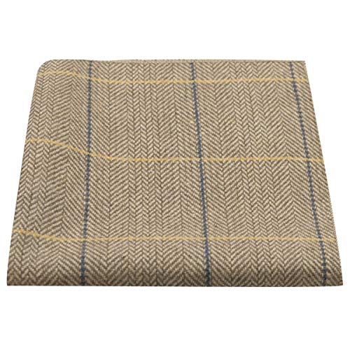 Luxury Light Oak Herringbone Check Pocket Square, Handkerchief, Tweed