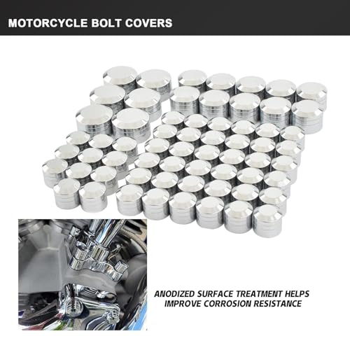 Image of Motorcycle Bolt Covers Head Bolts Engine Toppers Caps Kit for Harley 2017-2025 Touring Road King Street Glide Electra Road Glides 2018-2025 Softail Fatbob Breakout (Chrome)