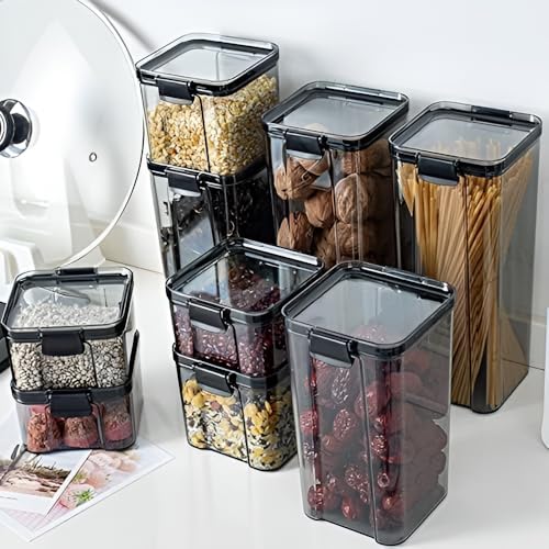 Image of Homeor Air-Tight BPA Free Food Grade Plastic Storage Jar Containers For Kitchen /Storage Organizer /Containers For Kitchen Set /Multipurpose Jar /Stackable & Transparent Organizer Jars, 1700 ML Set of 4