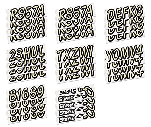 Image of STIFFIE Whipline Solid Sand /Black 3 inch Alpha-Numeric Registration Identification Numbers Stickers Decals for Boats & Personal Watercraft
