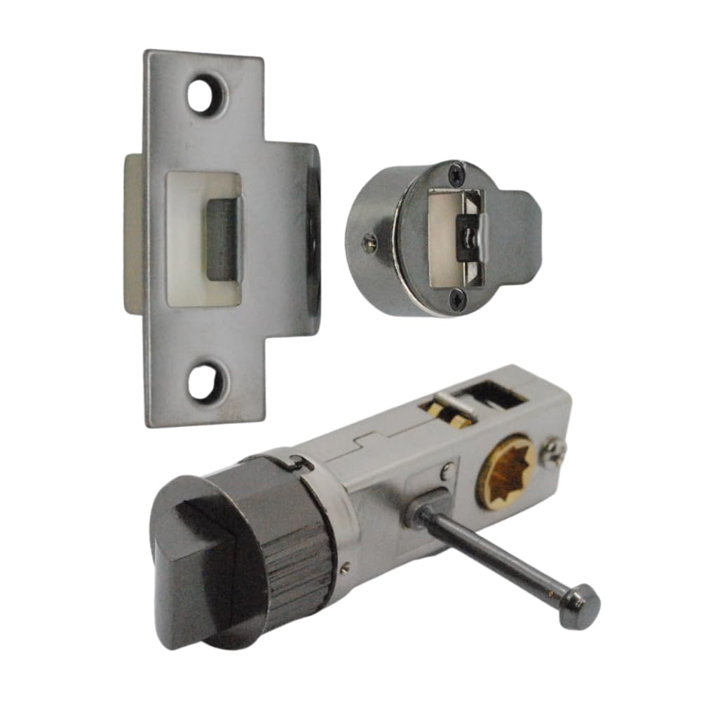 Smart Push Button Privacy Quick Latch 57mm Backset Round Tubular Latch in Black Nickel