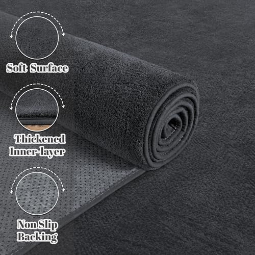 Image of Large Modern Area Rugs for Living Room Bedroom, 5x8 Feet Dark Grey Ultra Soft Thickened Memory-Foam Indoor Rug, Comfy Aesthetic Solid Minimalist Carpets for Girls Boys Nursery Dorm Home Decor