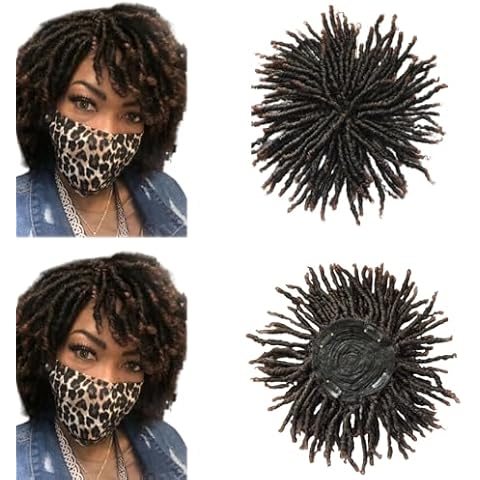 Dybst 6Inch Dreadlock Hair Topper Wig for Black women and Men Synthetic Dreadlocks Hair Wiglets Hairpieces Short Locs Hair Toppers Toupee for Women with Thinning Hair (1BT33) Cover