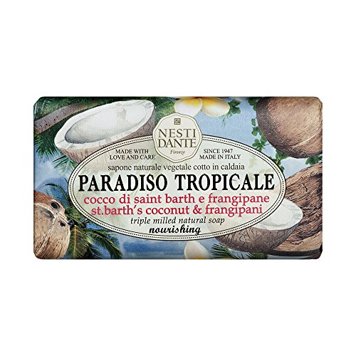 Nesti Dante Paradiso Tropicale Triple Milled Natural Soap, St. Barth's Coconut and Frangipani, 8.8 Ounce