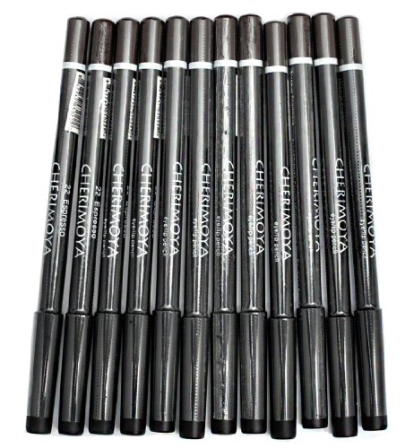 Cherimoya Makeup Eye & Lip Liner Pencil Espresso 12 Pieces