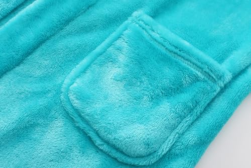 Image of Girls Fleece Hooded Robes, Warm Printed Bath Robe for Kids Soft Fuzzy Bathrobe for Gifts