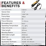 LAUNCH VSP-600 kamera endoskopowa, endoskop kamera inspekcyjna z 6 regulowanymi diodami LED, cyfrowy endoskop, IP67 wodoszczelnym półsztywnym kablem, do telefonów i tabletów Android oraz urządzenia
