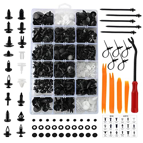 DaskFire 450 PCS Rivet Clips Plastique Vehicle Clips Agrafe Plastique Rivets pour Auto Voitures Panneaux de Portes avec Boîte De Rangement et Outil Installation