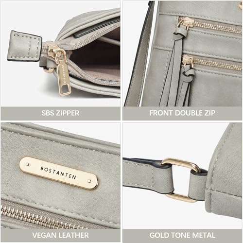 Image of BOSTANTEN Crossbody Purses for Women Medium Shoulder Bag Quilted Handbags with Zipper Pocket
