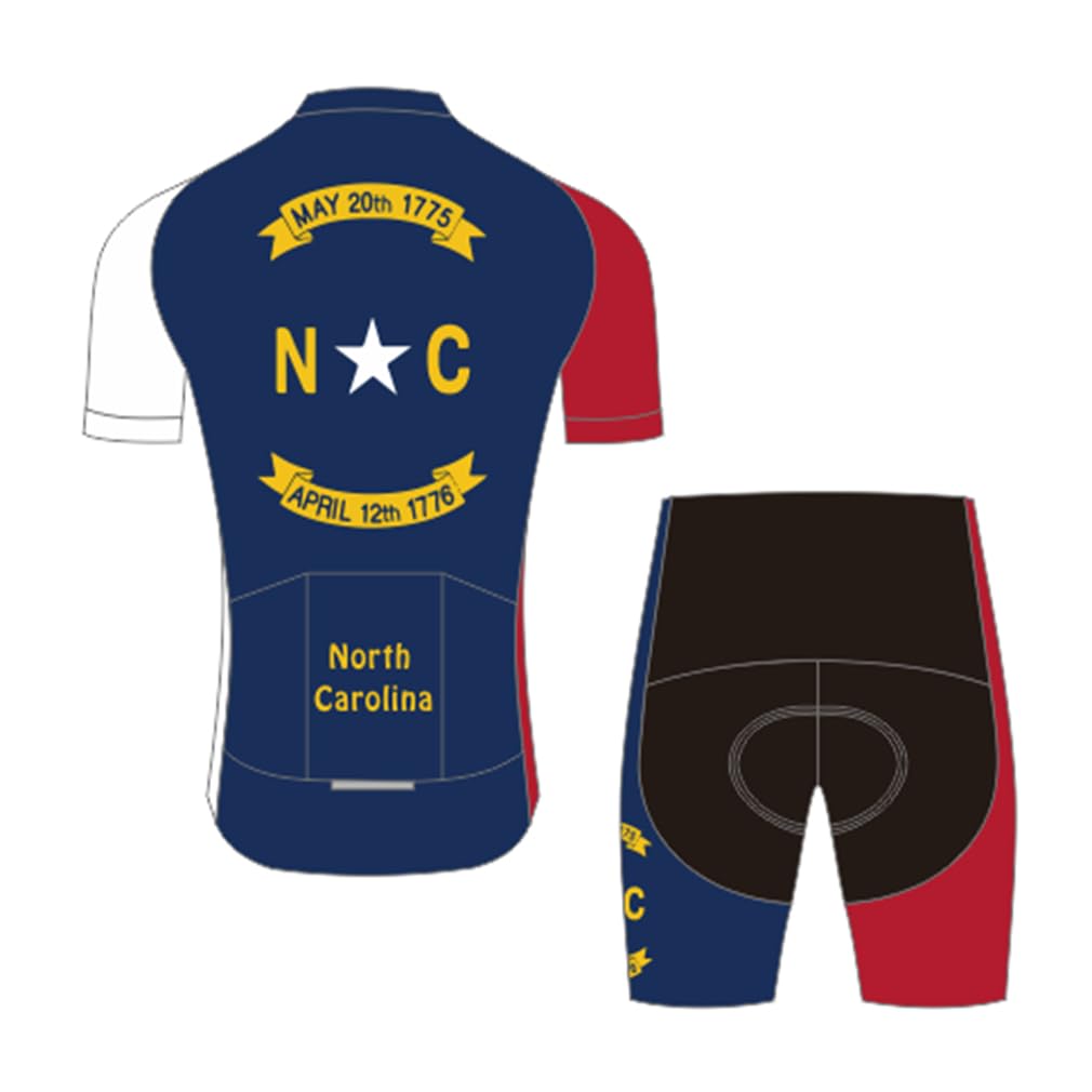 Cycling Jersey Men Set Biking Clothes Bicycle Short Sleeve Bike Shirts Shorts with 3D Padded Quick Dry North Carolina Blue, S