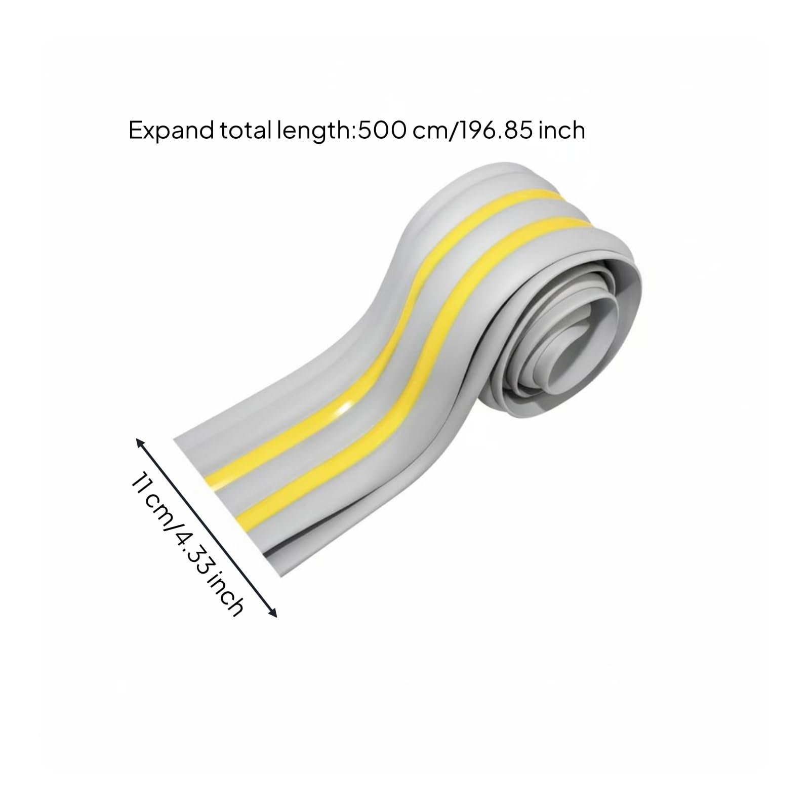 Material de Reparación de Barcos Protector de Casco Inflable Tira Refuerzo Banda Antirrayas PVC Robusto Adaptable a, Gris, Gris Con Rayas Amarillas, 5 Metros, 11 Cm De Ancho