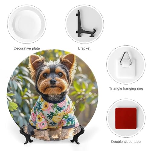 Plato decorativo Yorkie Floral Bone China 6 pulgadas miniatura 3