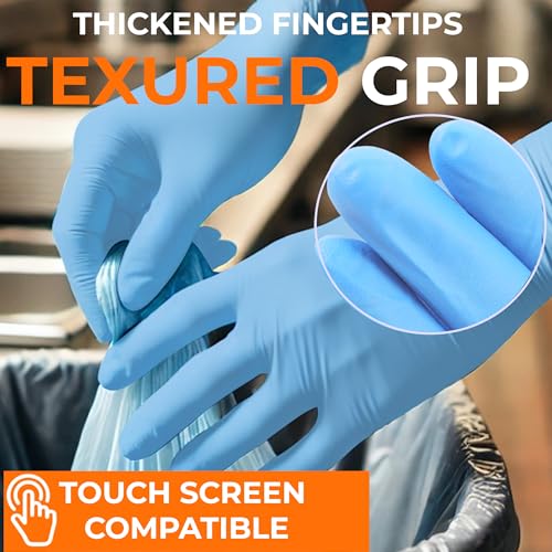 Image of Serenelife 100 count Medium Gloves Nitrile Disposable Latex & Powder Free - Great for Kitchens, Food Handling & Cleaning Supplies - Soft & Comfortable fit - Vinyl & Nitrile blend - Medium -100 Pack