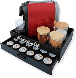 Bandeja cantinho do café gaveta porta-cápsulas cafeteira 3 corações de