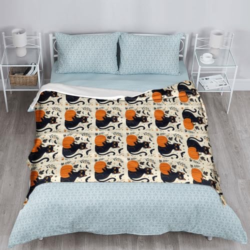 Manta con diseño de gato de Halloween cobija mullida decorativa para cama y sofá 6