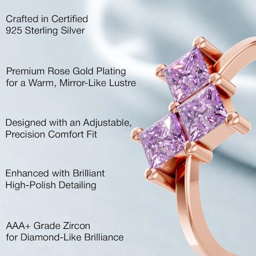 Image of Miss Highness 925 Silver Princess Cut Ring for Women | Stylish Adjustable Design | Trendy Silver Jewellery | With Authenticity Certificate | Gift for Girlfriend Wife | Office Wear Ring
