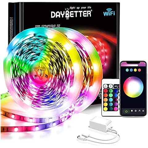 DAYBETTER 65.6ft WiFi Smart Led Lights Strip with Tuya App Control for Bedroom Decoration Work with Alexa and Google Assistant(2 Rolls of 32.8ft) Cover
