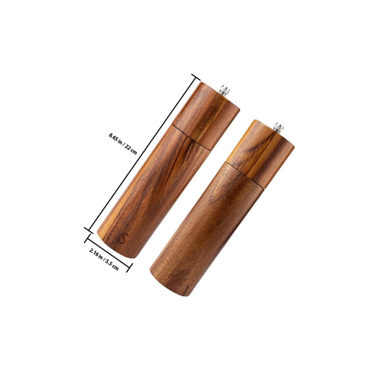 STOBAZA Manuelle Zylindrisches Keramikmahlwerk aus mit Pfeffermühle Akazienholz Design Würzen in Küche, zum