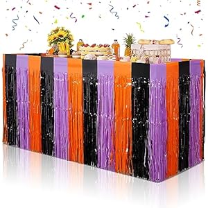 Zachely Halloween Metallic Fransen Tischrock