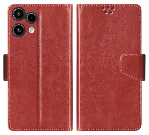 Image of SBMS Flip Cover for Nothing Phone (3a) Lite Back Cover Case with Magnatic Closure | Genuine Leather Finish | Inbuilt Stand | Card & Money Pocket | Wallet Style Flip Back Case Cover (Brown)