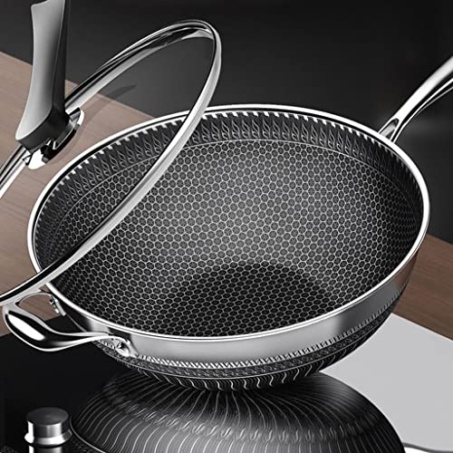 Sartén Wok de acero inoxidable con textura honeycomb miniatura 6